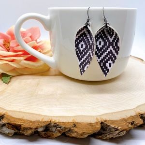 Black & White Aztec Drop Earrings